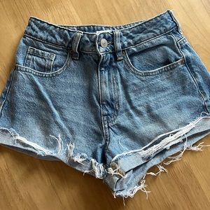 Pacsun Eco Light Indigo Ripped High Waisted Denim Festival Shorts